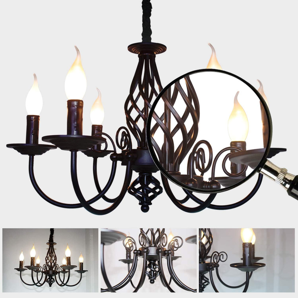 French Country 6 Lights Candle Chandelier V2018