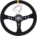 Yellow Suede Deep Dish Racing Steering Wheel 13.58" 6 Bolts with Horn Button G3730