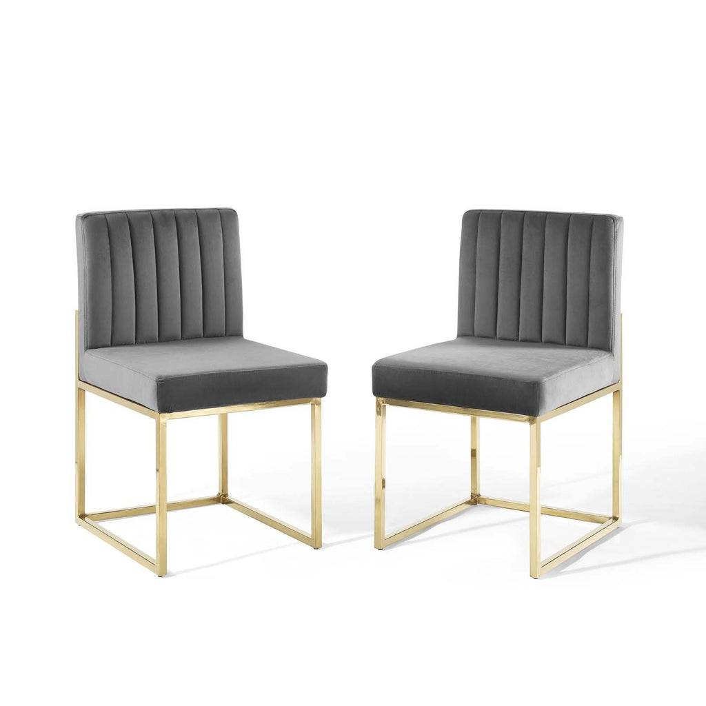 Charcoal Performance Velvet Dining Chair Set of 2 I65953