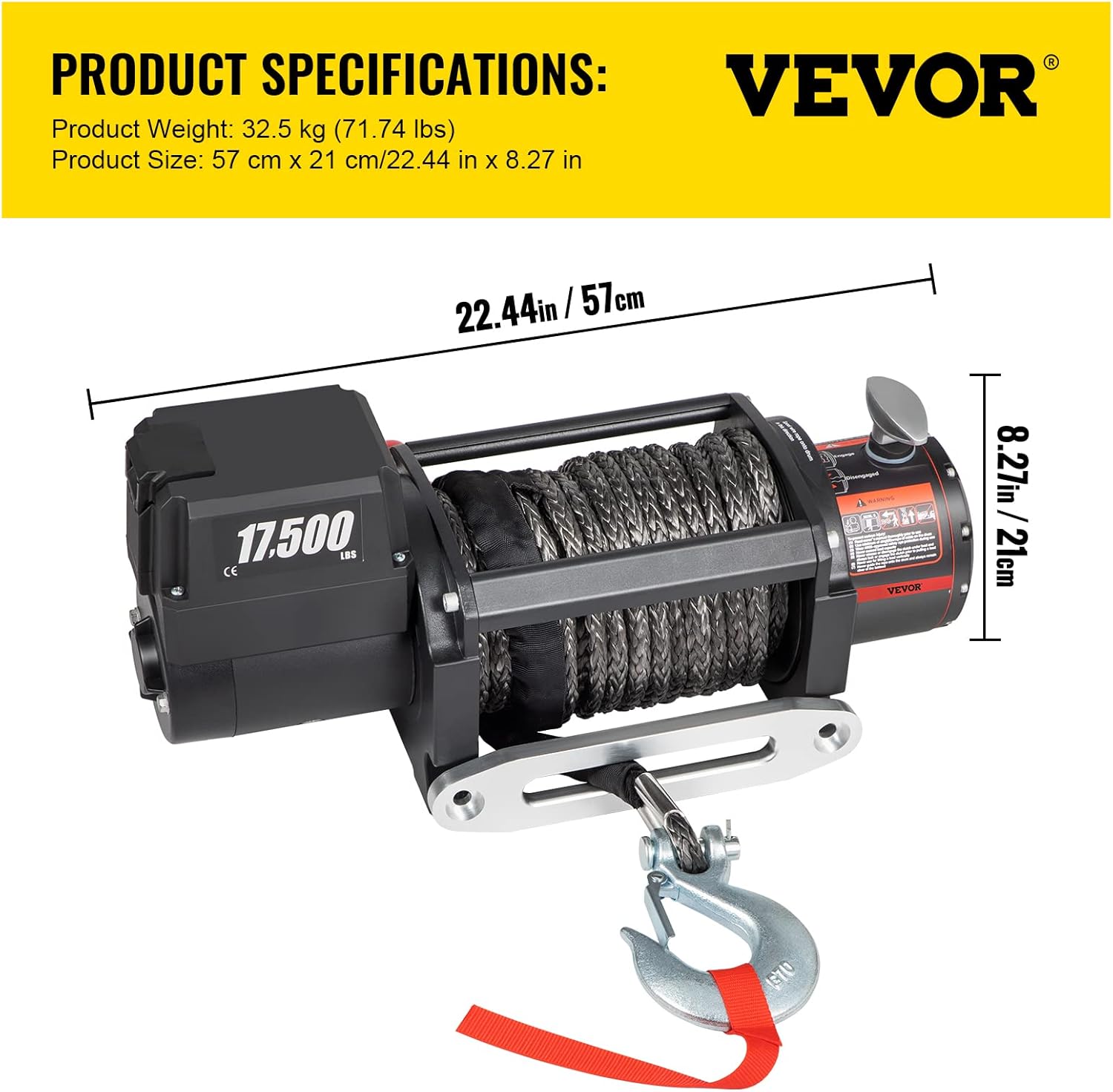 17500lb 12V Electric Winch with Wireless Remote Control N9944