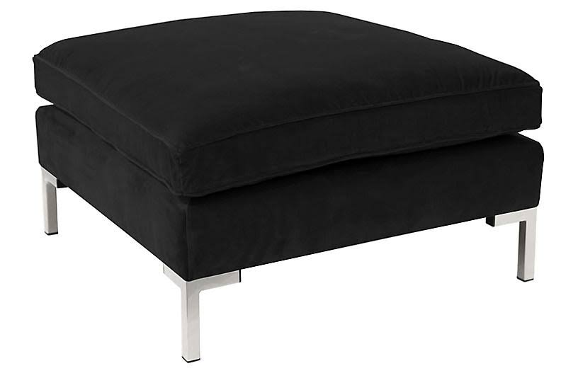 Gray Velvet Ottoman P5480