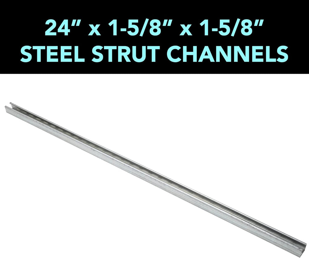(2-Pack) 5 Feet x 1-5/8" Metal Strut Channels with Pre-Galvanized Zinc Coating - 12 Gauge Solid Strut Channels - Half Slotted Back Channels Pack of 2 C328083