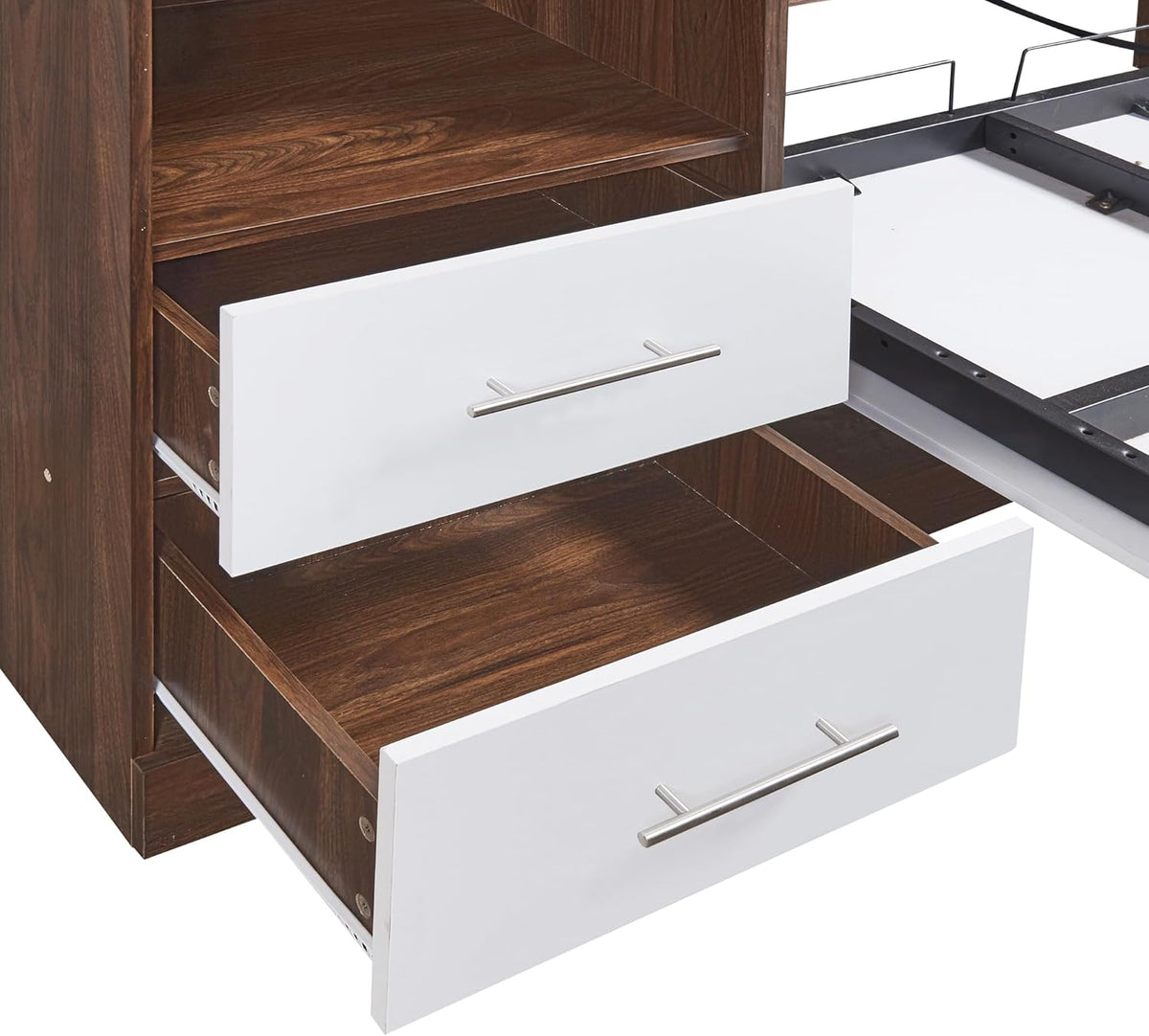 White Twin Size Murphy Bed with Cabinet R793
