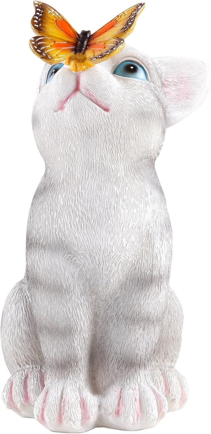 Cat Garden Statue with Solar Light D360