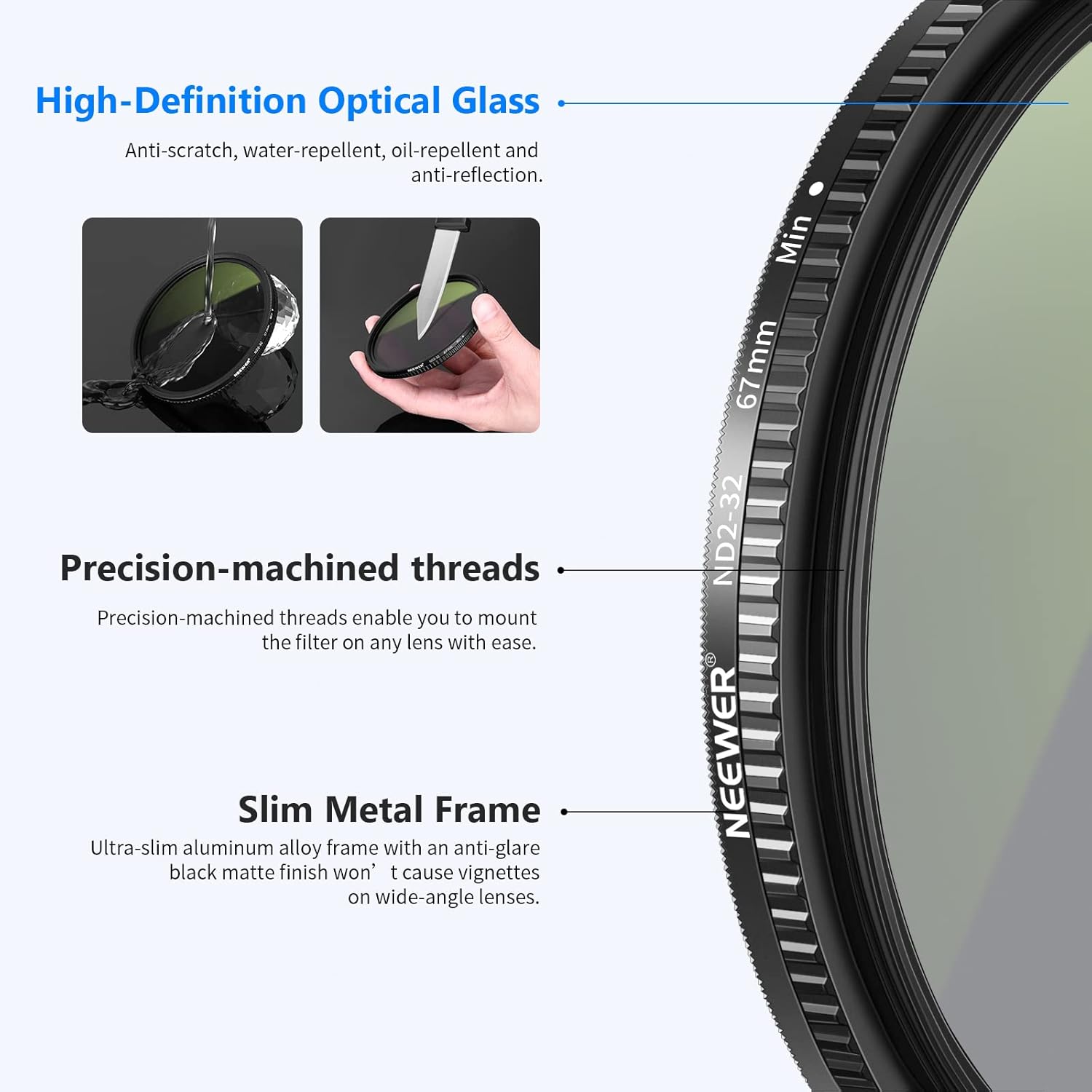 67mm Variable Fader ND Filter ND2 to ND32 (1-5 Stop) Ultra-Slim Weather-Sealed Pack of 2 S371190