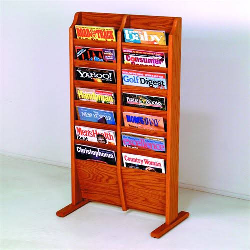 Medium Oak Wooden Magazine Rack Q572