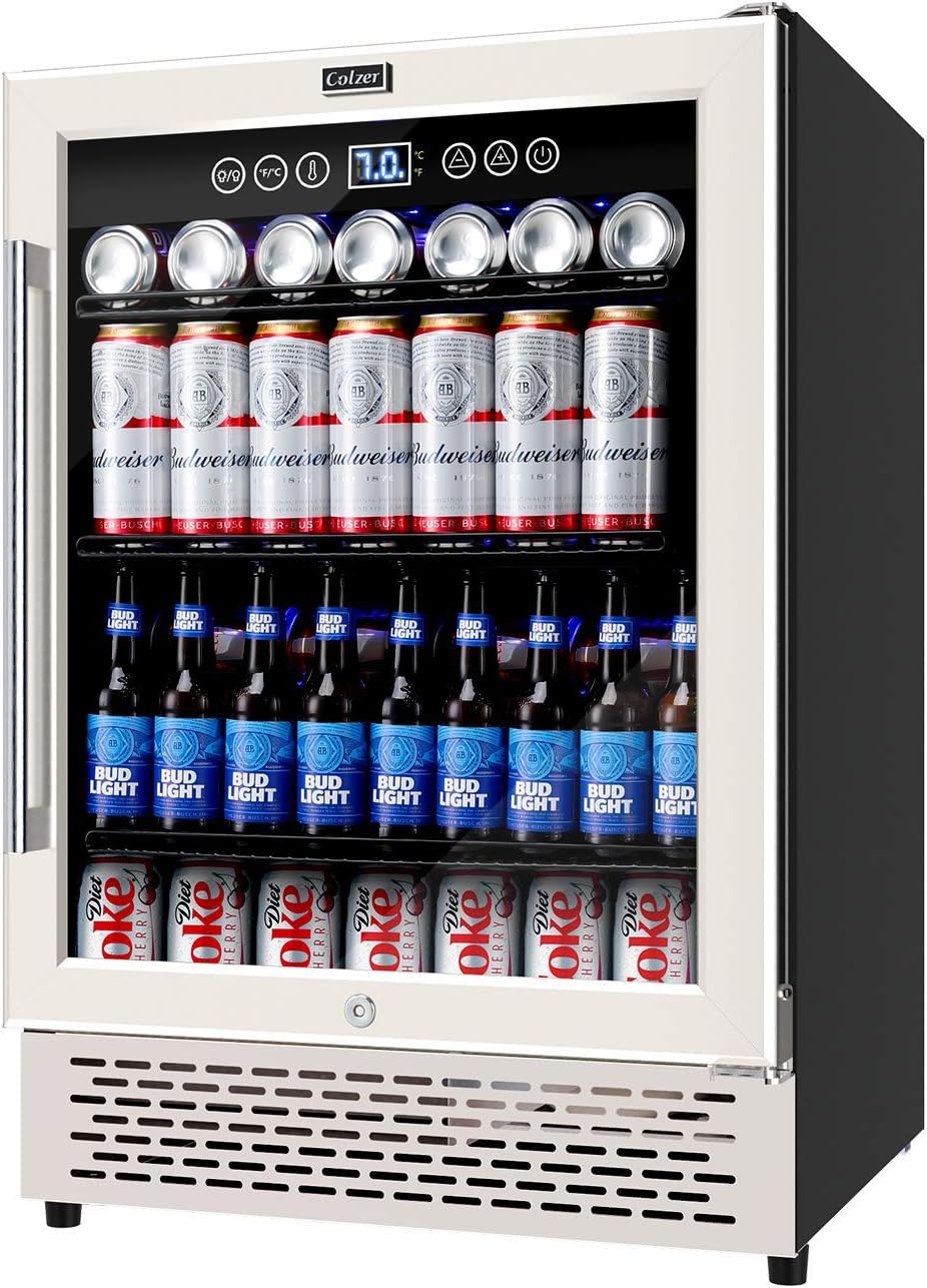 15 inch Glass Door Beverage Refrigerator 126 Cans Mini Cooler with Lock U741