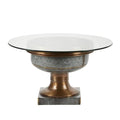 Gray Tempered Glass Metal Coffee Table J65687