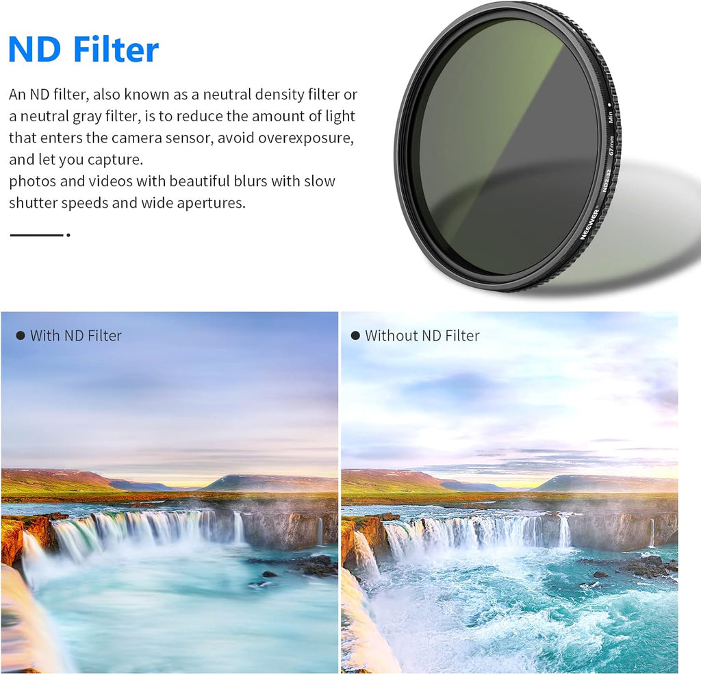 67mm Variable Fader ND Filter ND2 to ND32 (1-5 Stop) Ultra-Slim Weather-Sealed Pack of 2 S371190