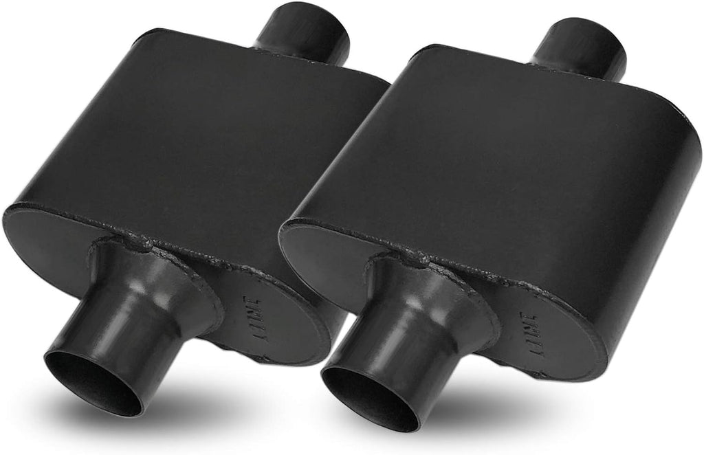 Pair of Single Chamber Performance Race Muffler 3" Center Universal Steel Muffler Pack of 2 Z817