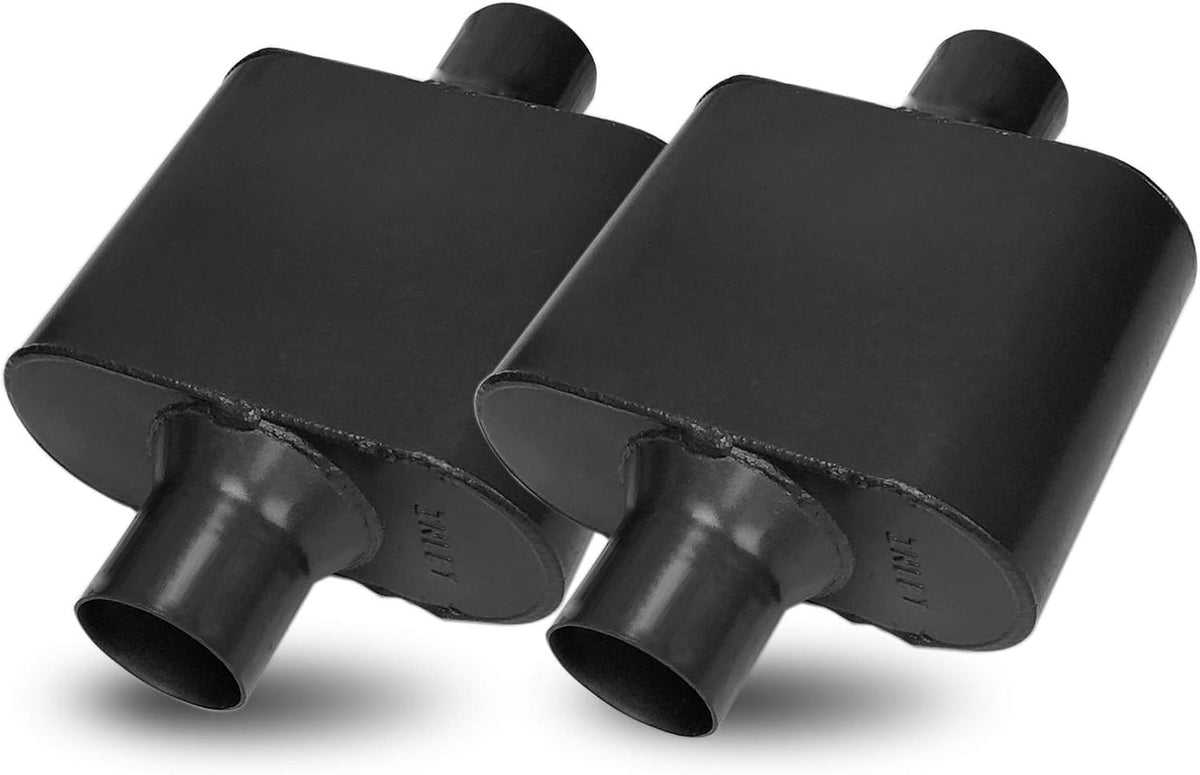 Pair of Single Chamber Performance Race Muffler 3" Center Universal Steel Muffler Pack of 2 Z817