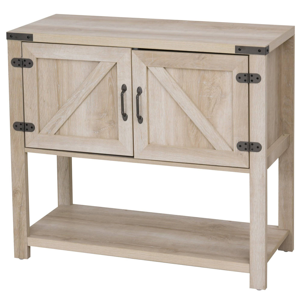 Oak 2-Door Storage Cabinet with Bottom Shelf Y532