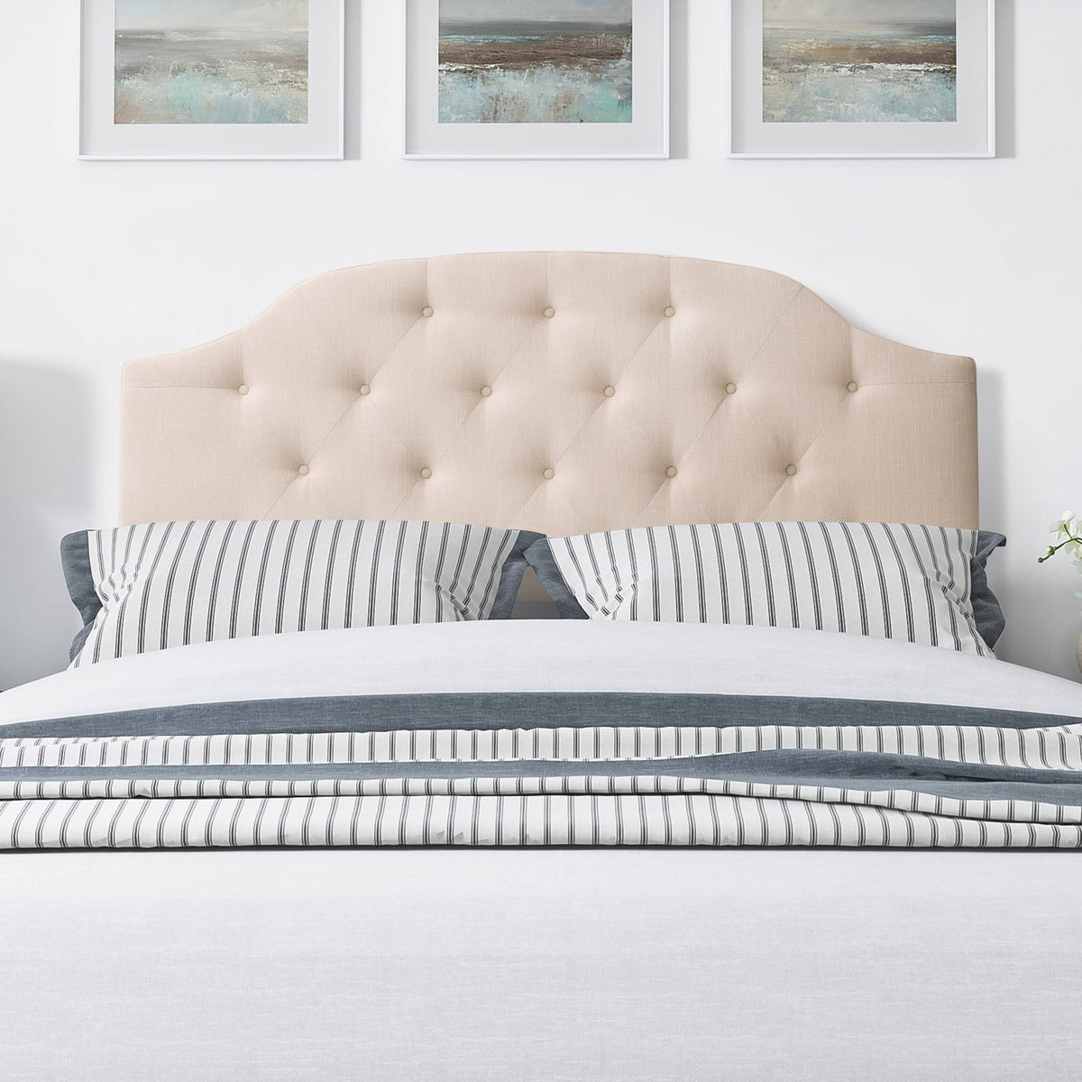 Tufted Light Gray Fabric Headboard G2368