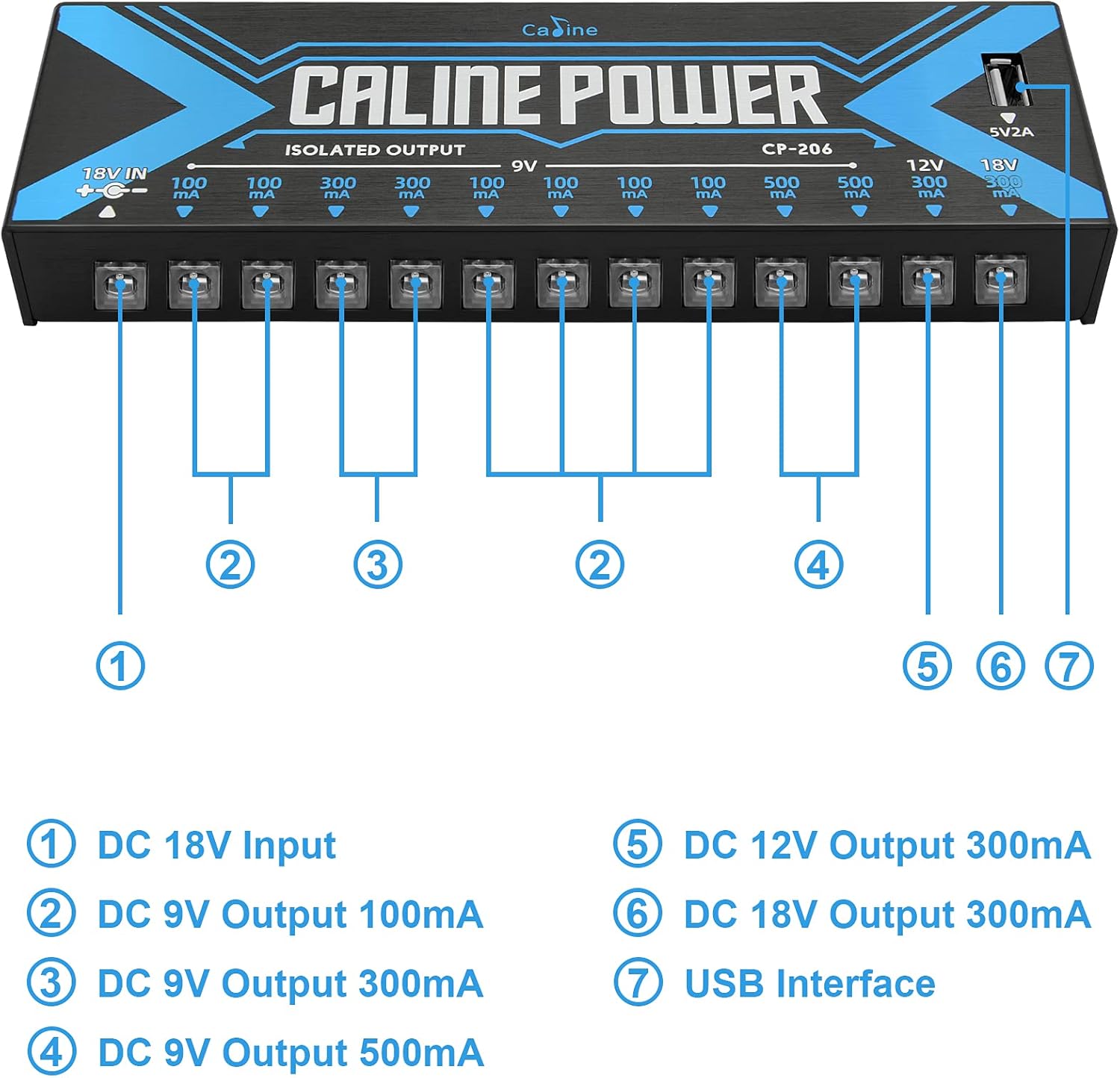 12 Isolated DC Output Guitar Pedal Power Supply with USB Port T393937