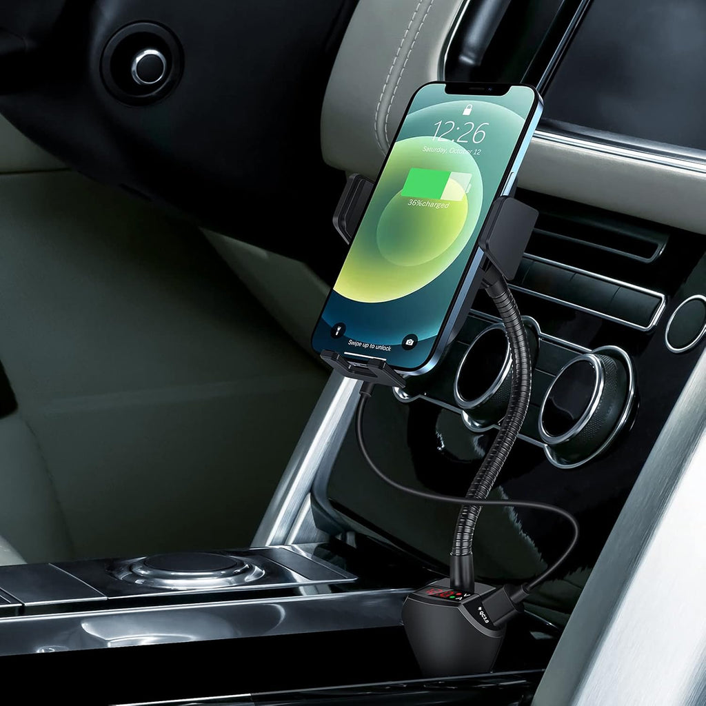 Car Cigarette Lighter Wireless Charger Phone Holder Mount, 15W Qi Fast Wireless Charging Cradle, Dual USB, Pack of 2 F83616