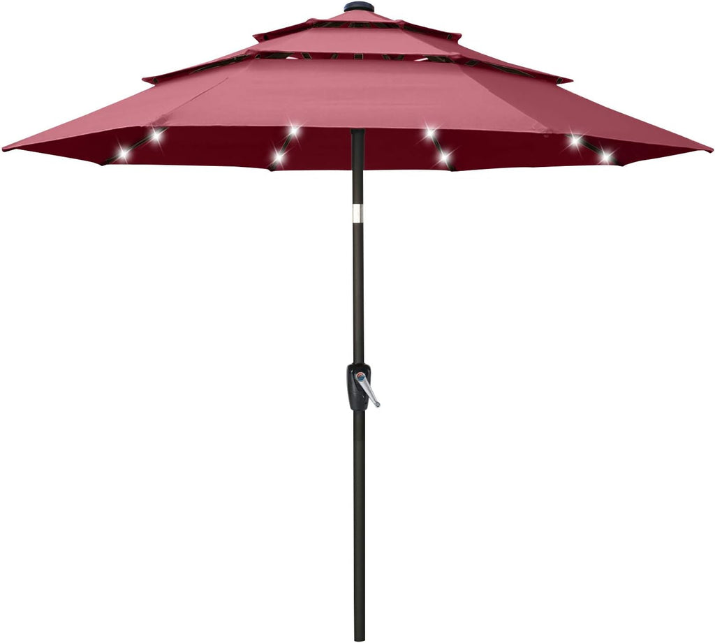 11FT Solar 3 Tiers Market Umbrella with 32 LED L5911