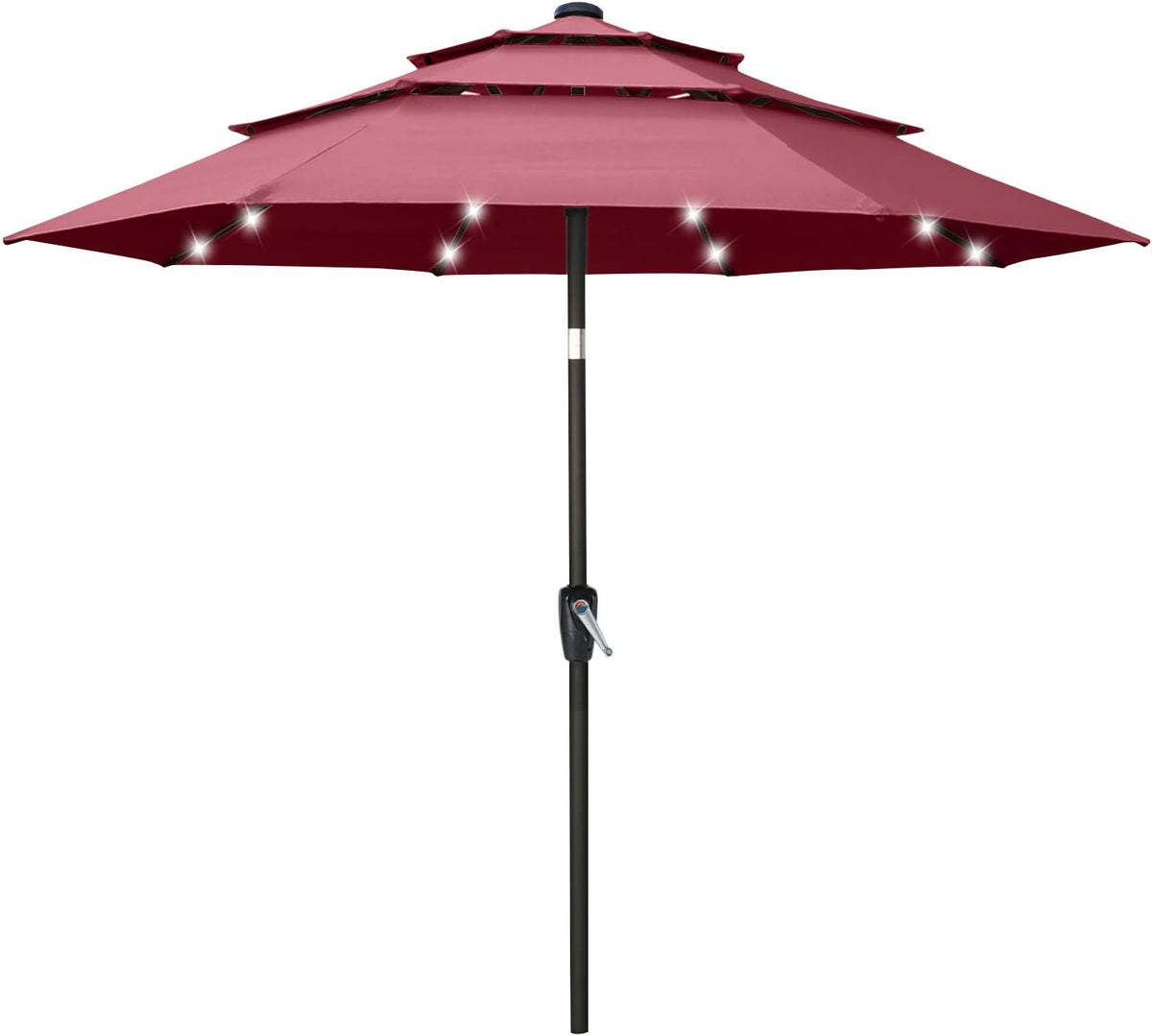 11FT Solar 3 Tiers Market Umbrella with 32 LED L5911