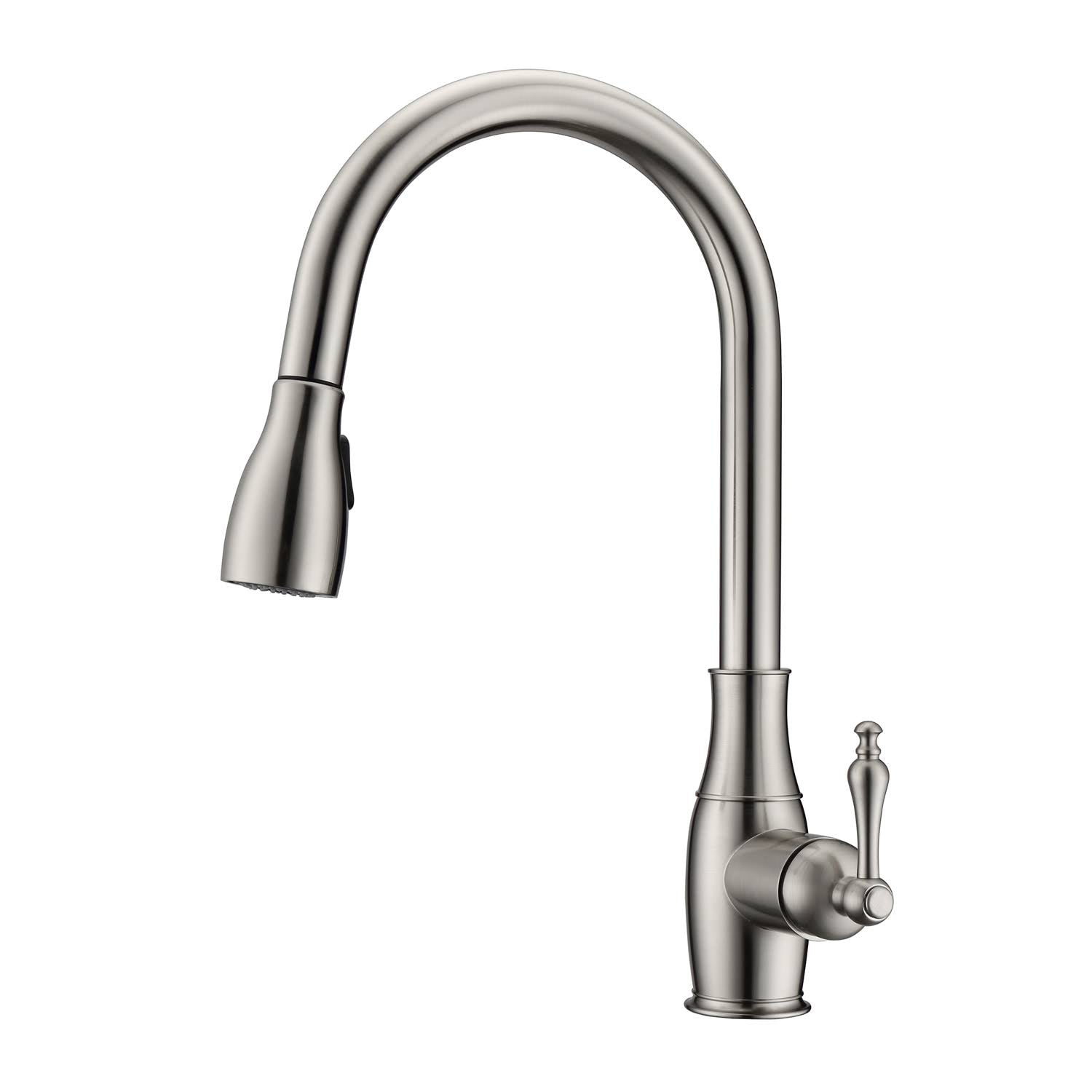 Brushed Nickel Kitchen Faucet Pull-Out Spray Metal Lever Handles P57773