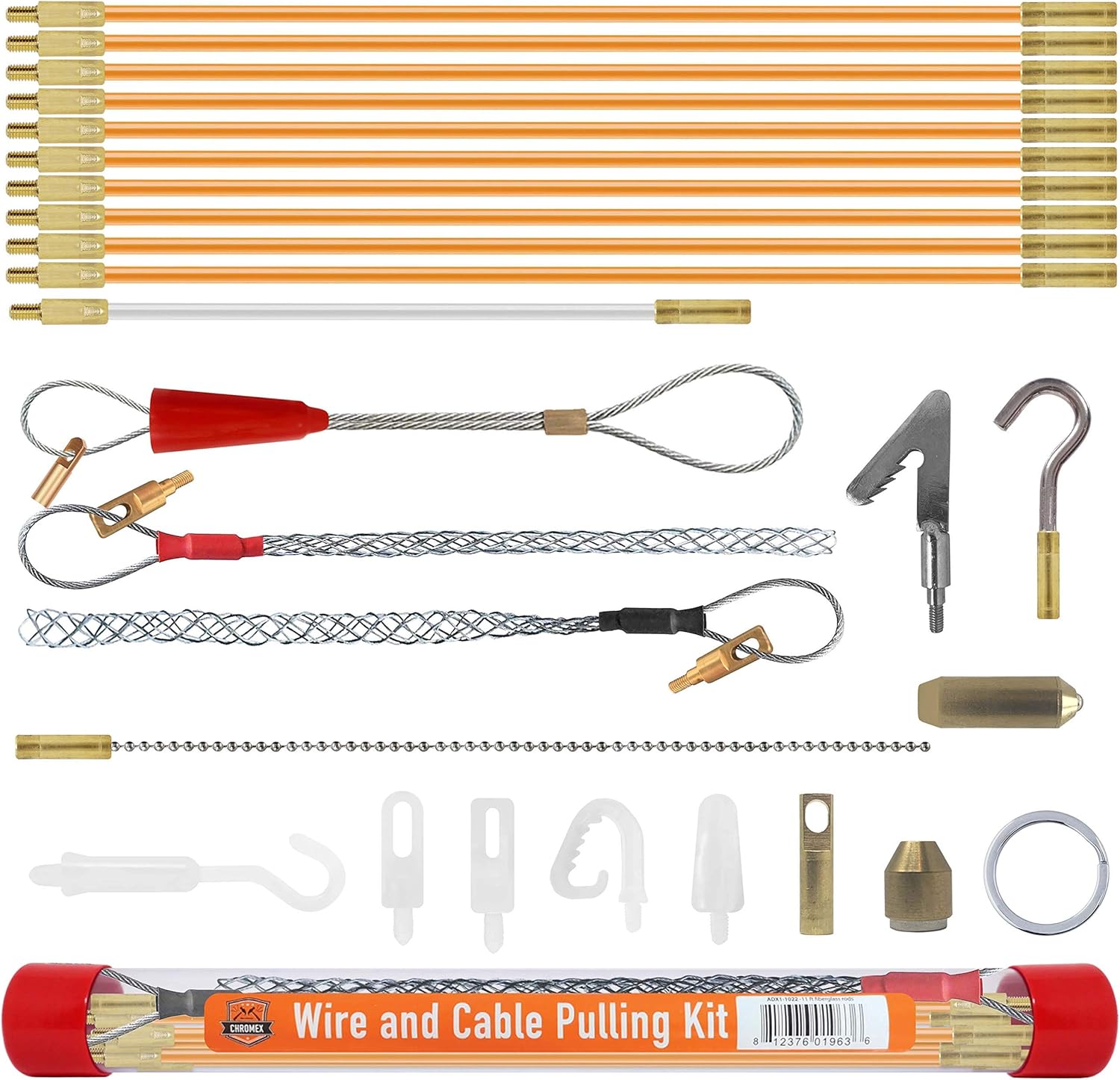 33 Foot Wire and Cable Pulling Kit with 19 Multi-function Attachments F712