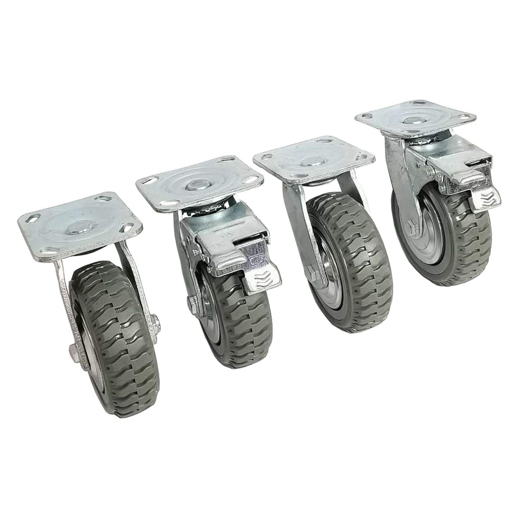 6 Inch Heavy Duty Solid Rubber Swivel Casters with Locking Brakes B491