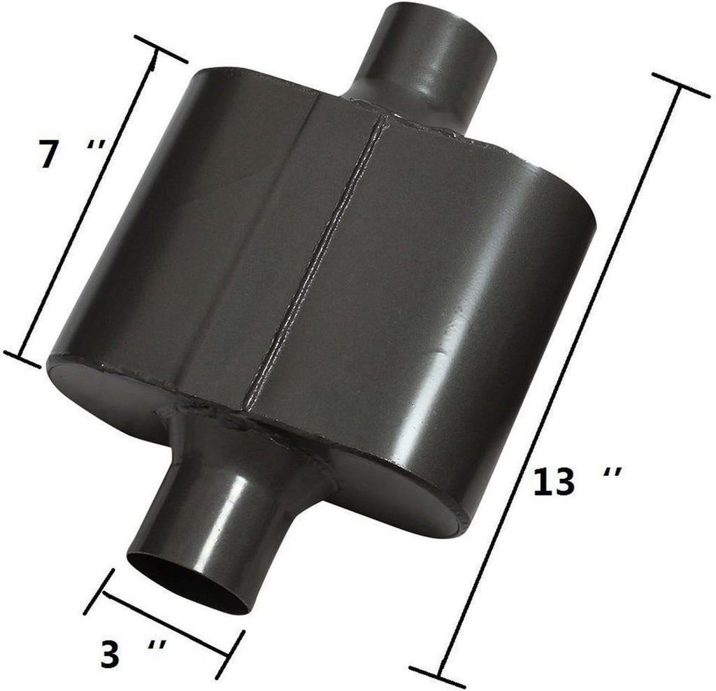 Pair of Single Chamber Performance Race Muffler 3" Center Universal Steel Muffler Pack of 2 Z817