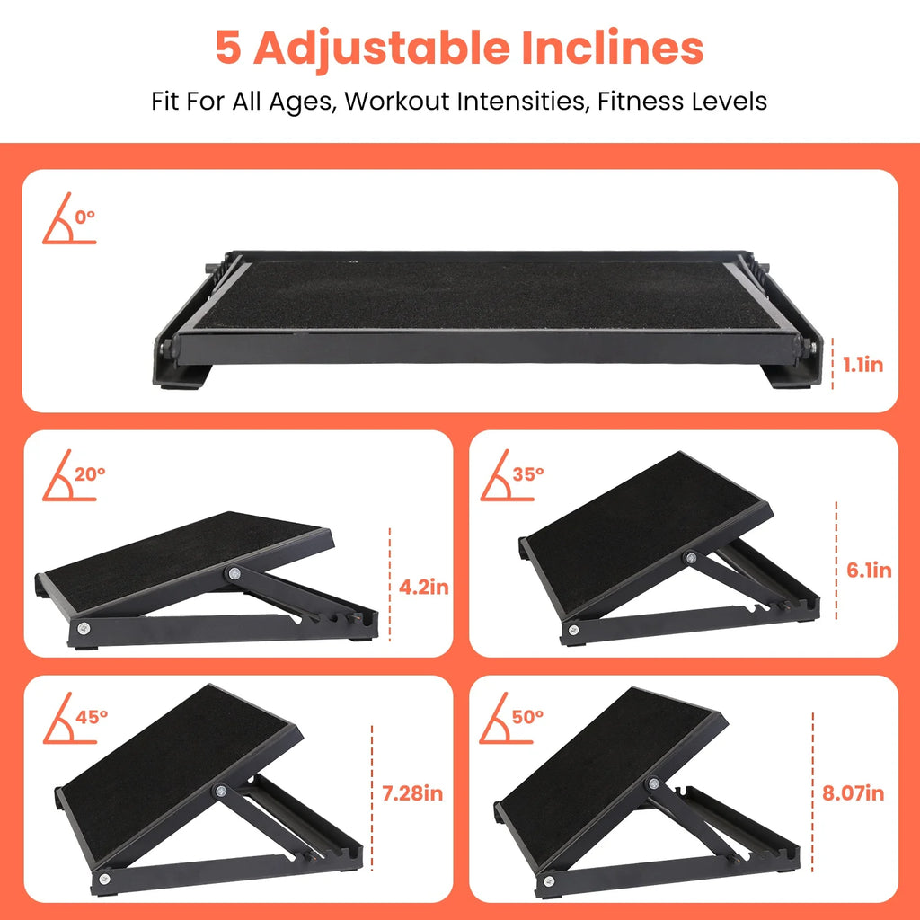 Steel Calf Stretcher Slant Board with 5 Adjustable Inclines Non-Slip Surface J901637