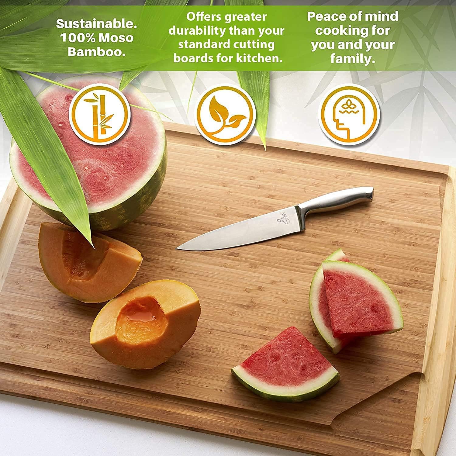 Bamboo Cutting Board with Handles and Juice Groove, Pack of 2 M241587