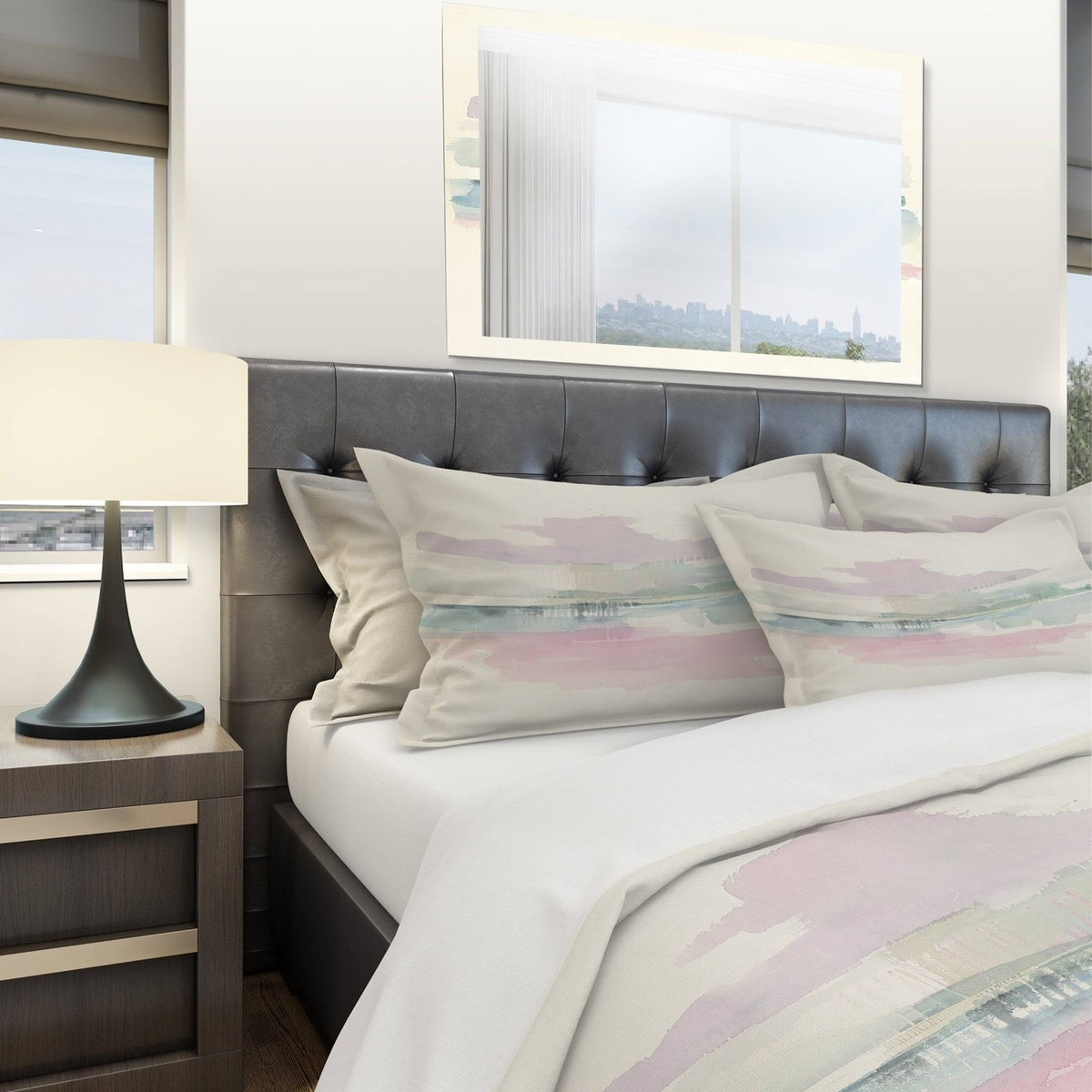 Pink Geometric Bedding Set Twin Duvet Cover with Sham F1709