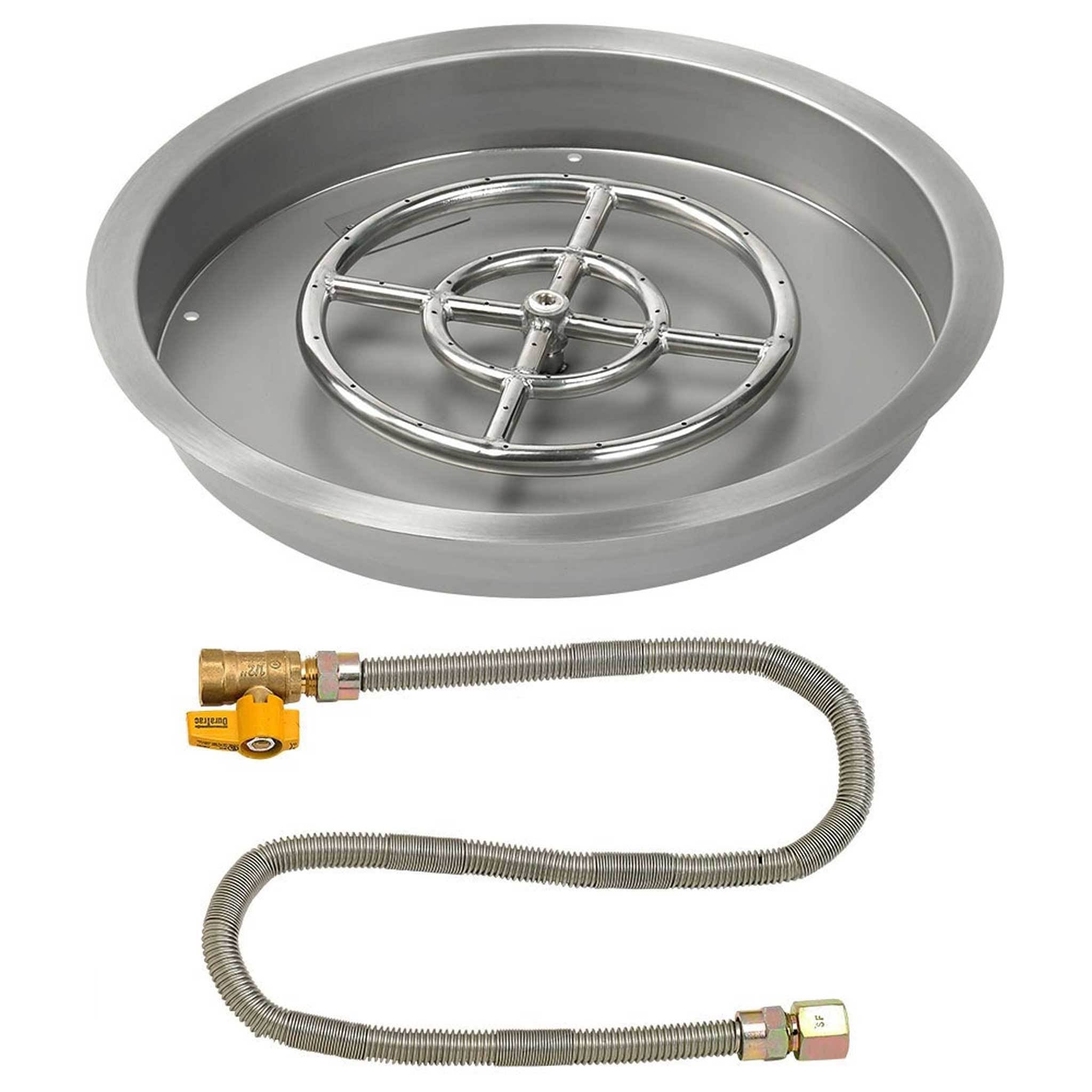 Round Stainless Steel Drop-In Pan with Match Light Kit Propane Fire Pit Ring Y803