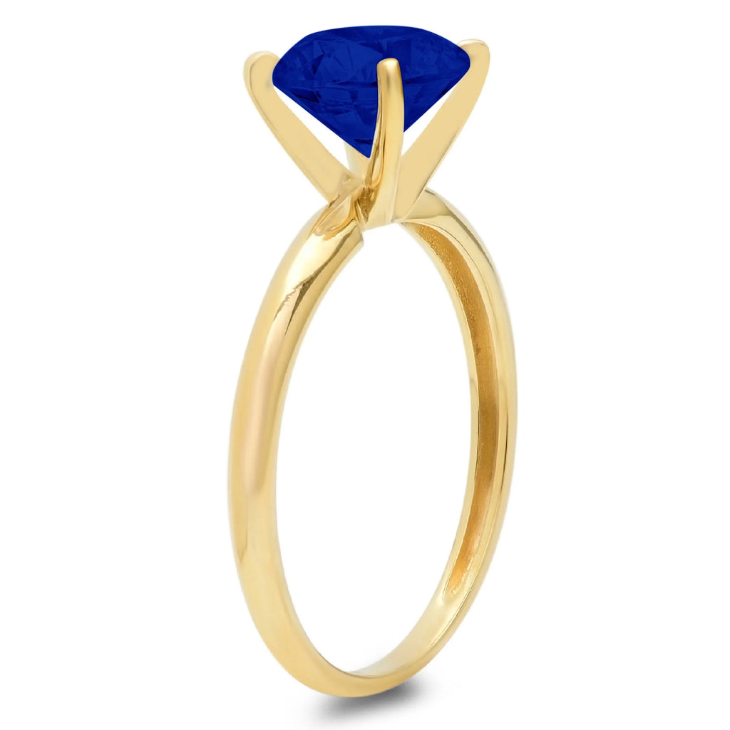 1ct Round Cut Simulated Blue Sapphire 18k Yellow Gold Engagement Ring Size 9.5 H746