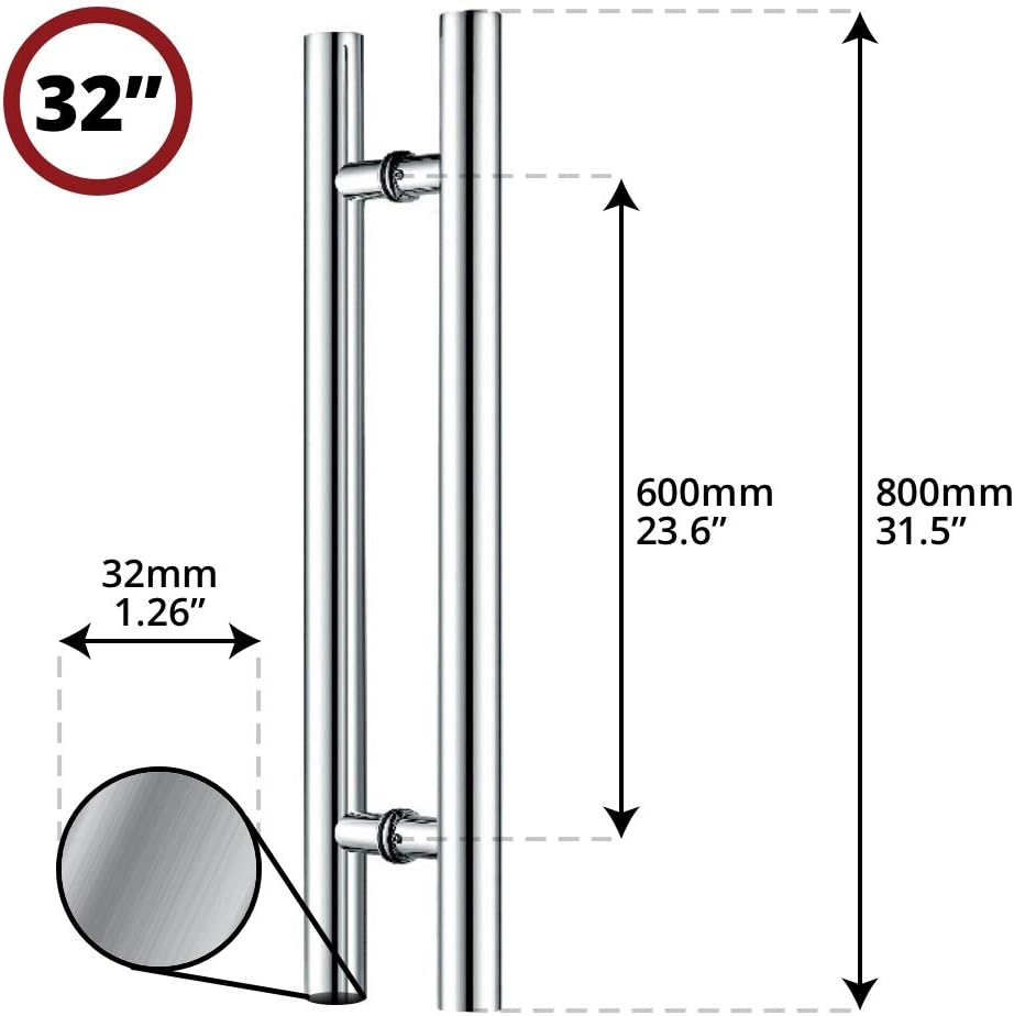 48 inch Brushed Stainless Steel Pull Push Door Handles C801