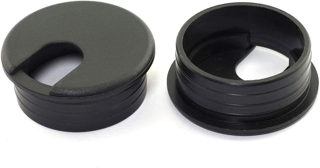 Black Plastic Desk Cable Grommets Pack of 2 S414