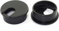 Black Plastic Desk Cable Grommets Pack of 2 S414