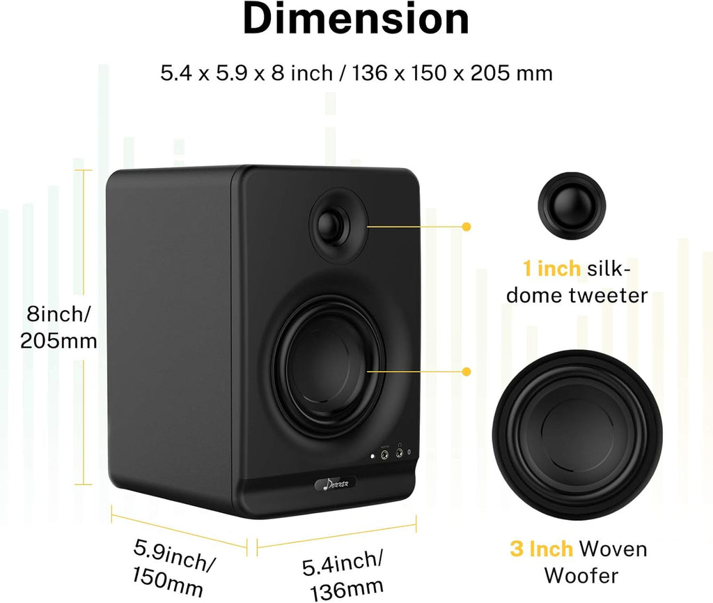 4 Near Field Studio Monitors with Bluetooth, 2-Pack Y56094