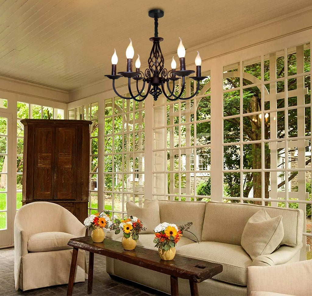 French Country 6 Lights Candle Chandelier V2018
