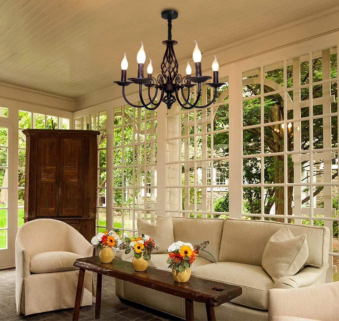French Country 6 Lights Candle Chandelier V2018