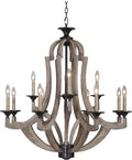 12-Light Weathered Pine Candle Chandelier S3992