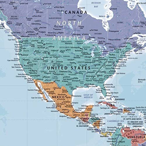 Rustic Brown Frame Travel Map with Pins G648322