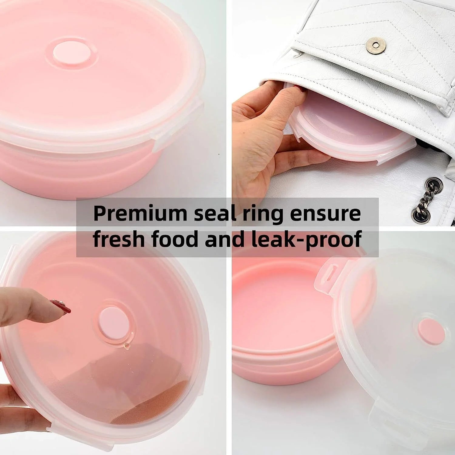 Pink Silicone Collapsible Food Storage Containers, Set of 4 O633631