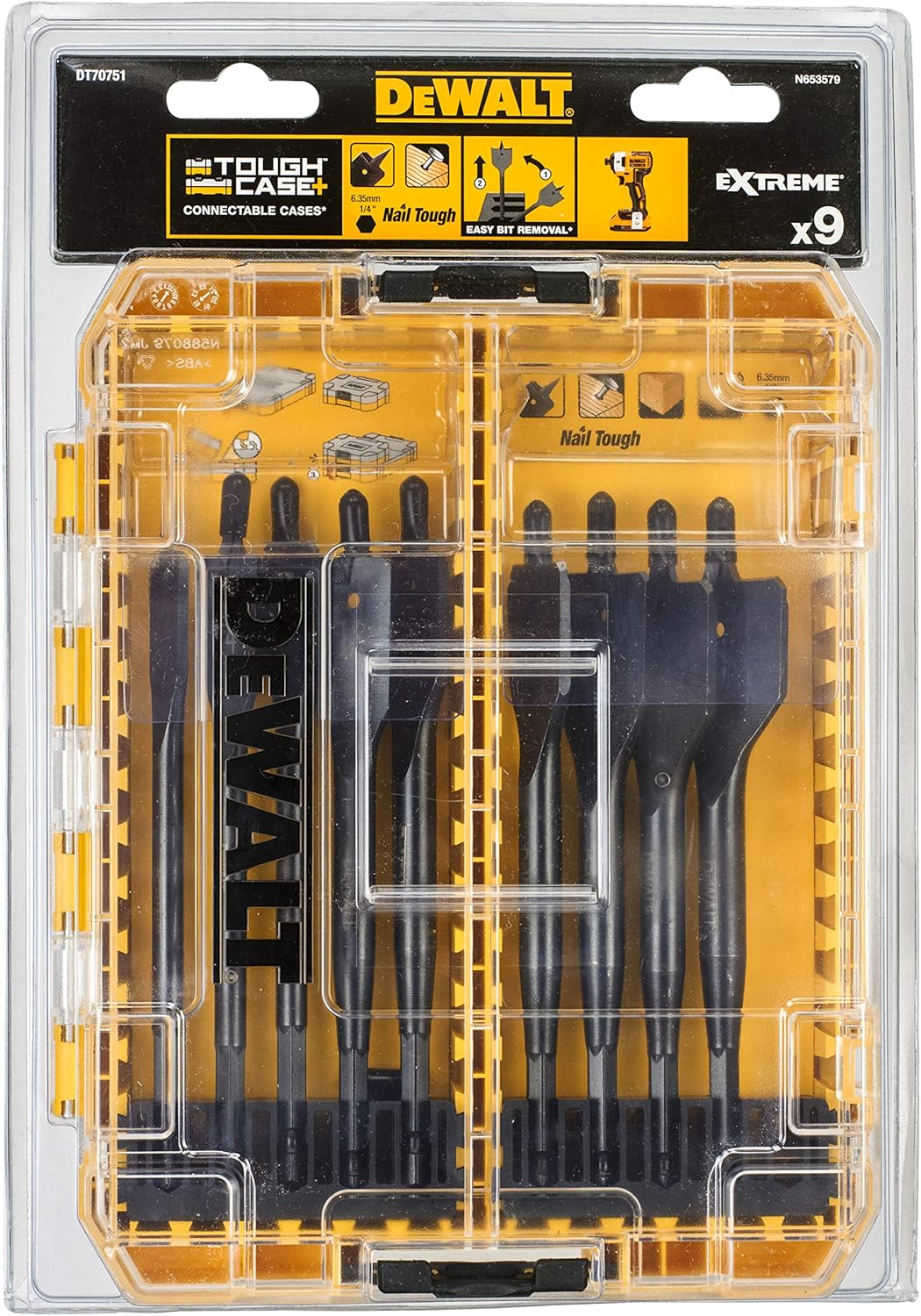 DEWALT Tough Case mediana con 9 Brocas de pala para Madera Pack of 2 A321244