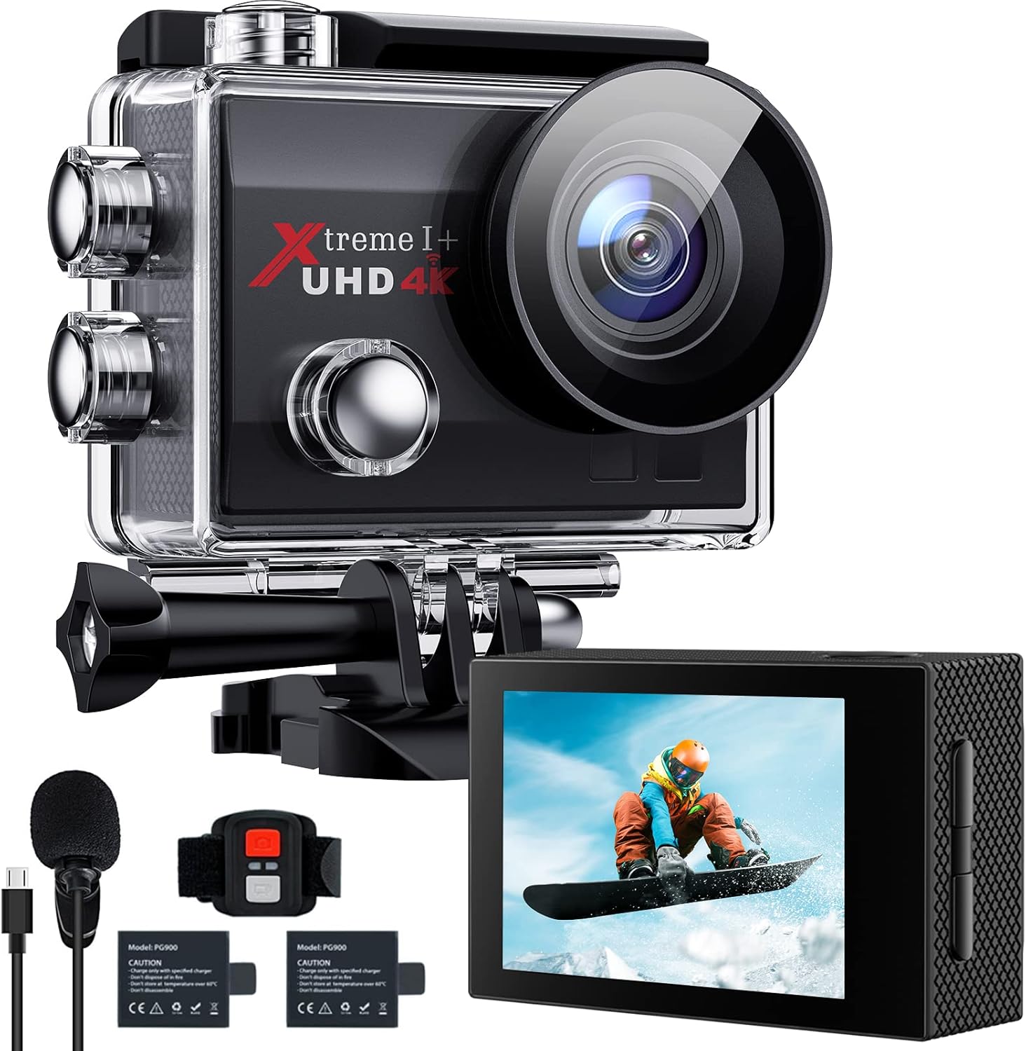 4K 20MP Waterproof Action Camera with 2 Batteries, Pack of 2 J211