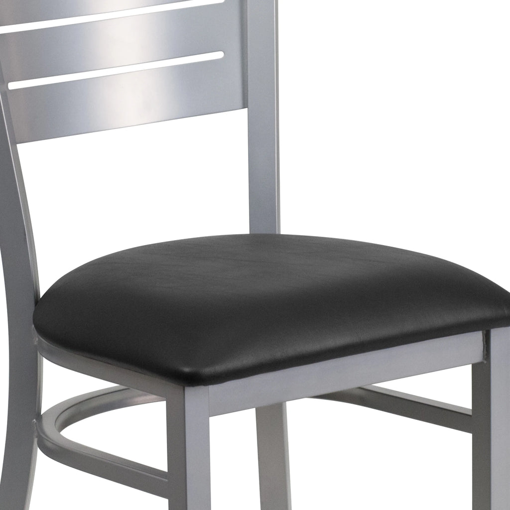 Black Vinyl Seat Metal Restaurant Chair J9393