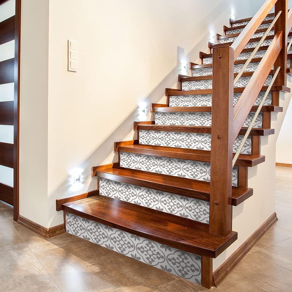 14 PCS Peel and Stick Vinyl Staircase Sticker Decals, Moroccan Pattern W474