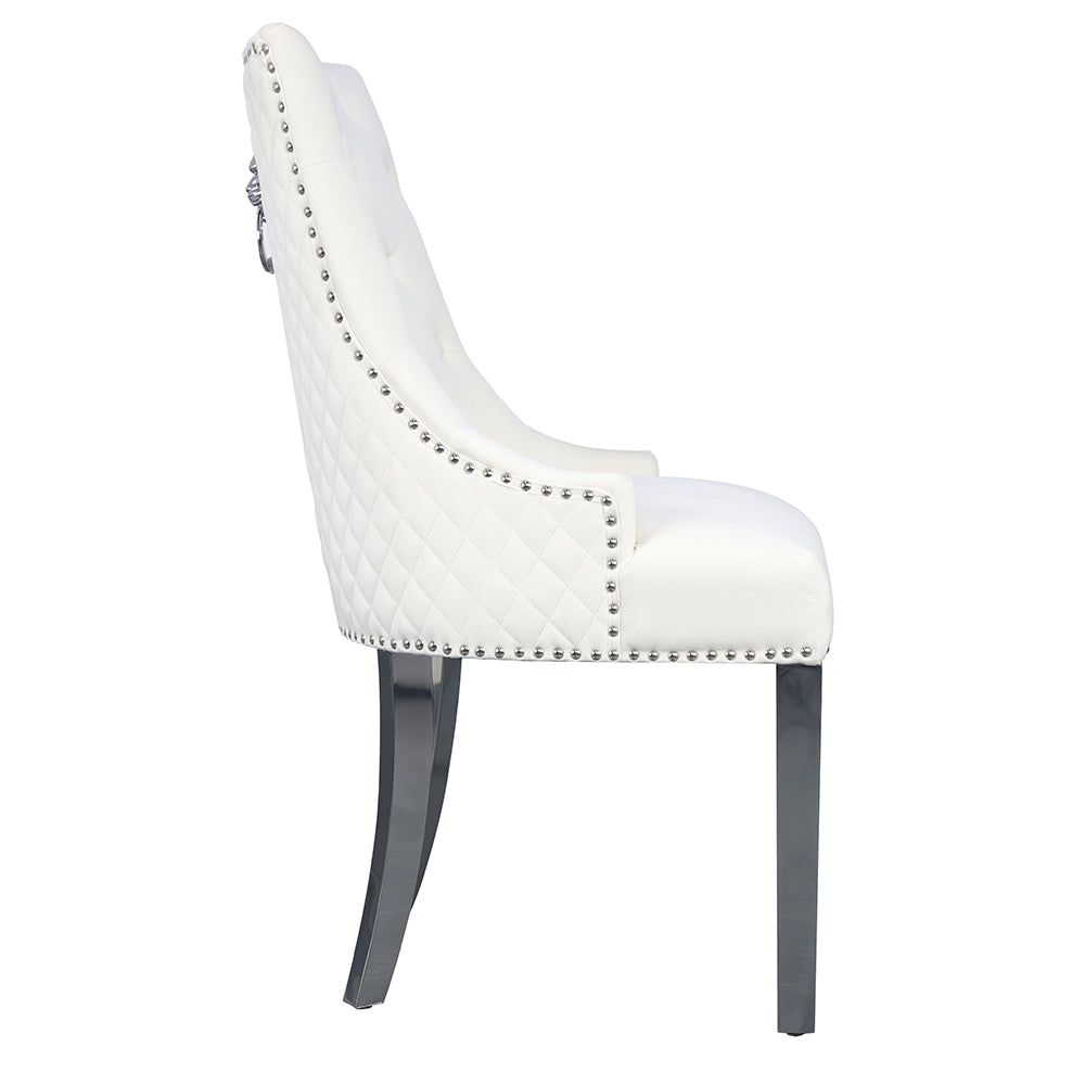 Velvet Upholstered Dining Chairs Set of 2 with Stainless Steel Legs F82414