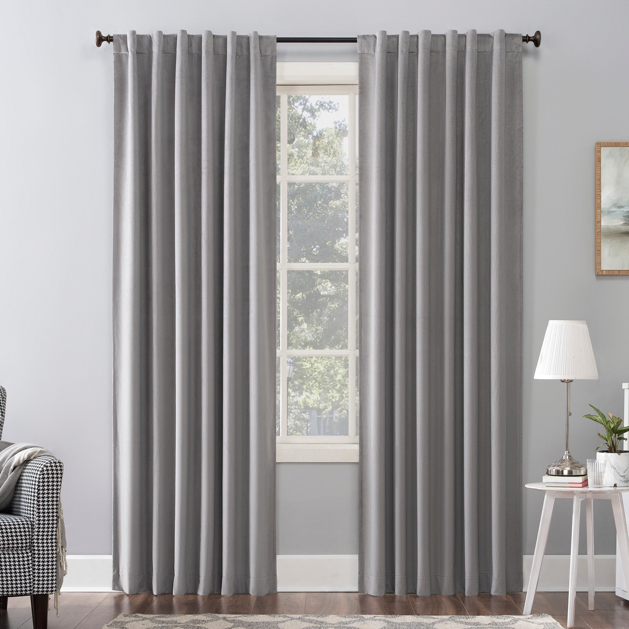Gray Velvet Blackout Curtain Panel 50x108 K28700
