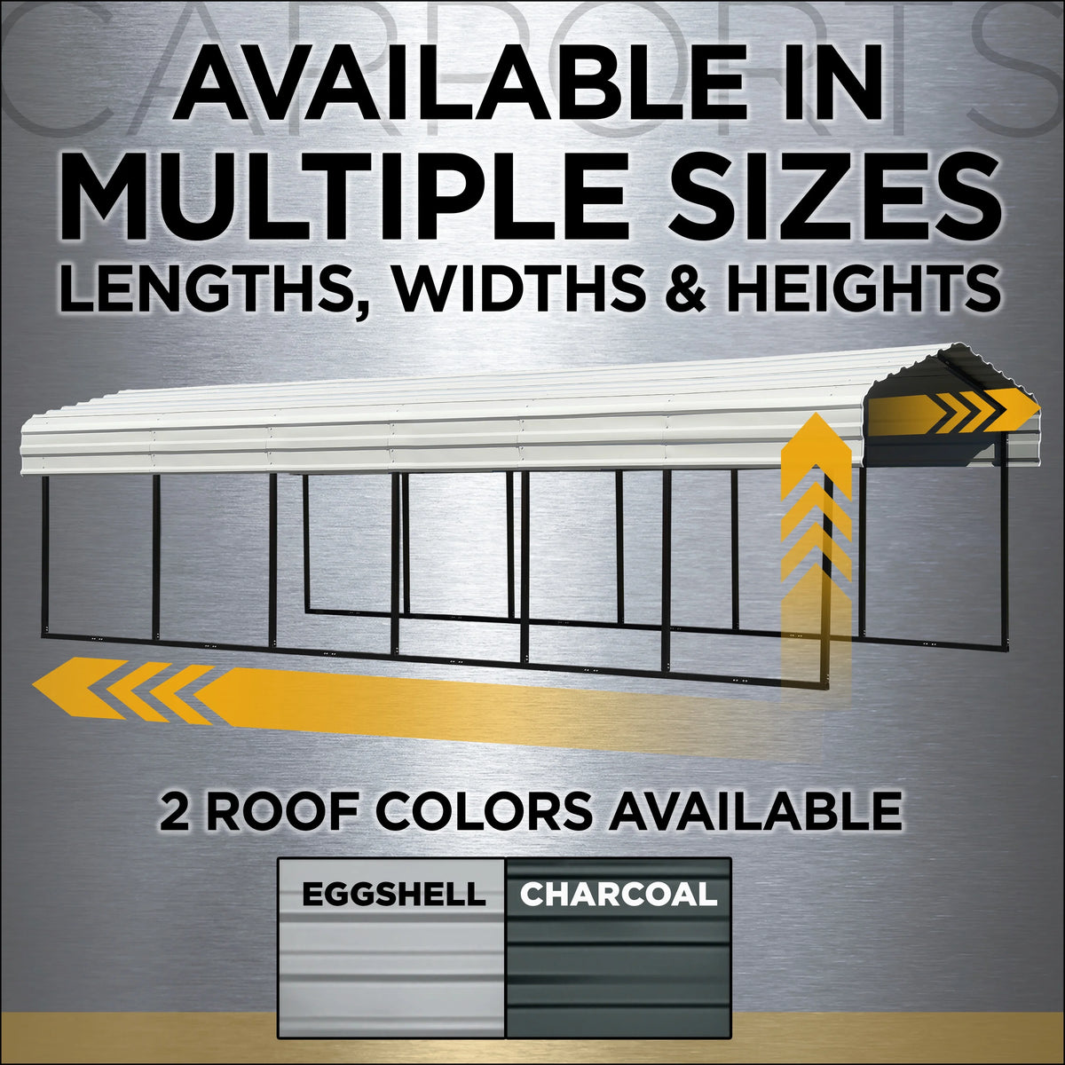 Galvanized Steel Carport Kit, 10' x 20' x 9' F33668
