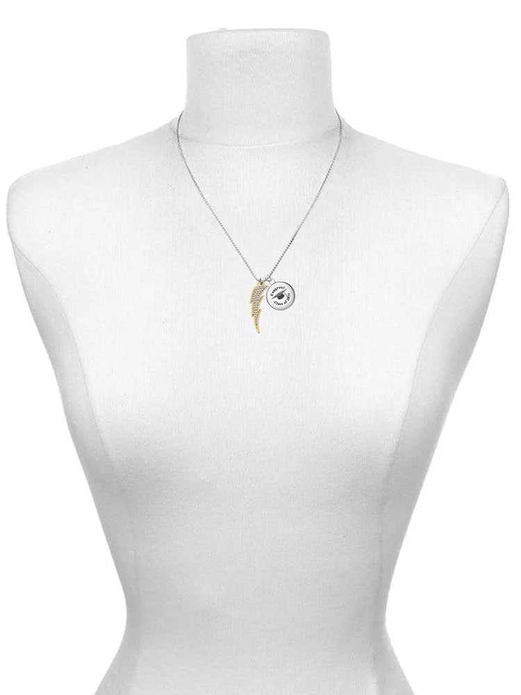 Goldtone Crystal Lightning Bolt Charm Necklace A5099