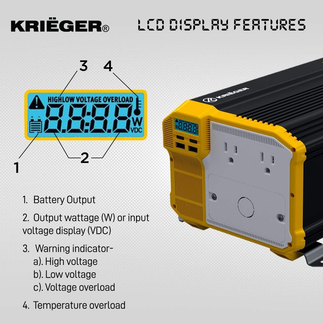 2000 Watts Power Inverter 12V to 110V Modified Sine Wave Car Inverter with Dual 110 Volt AC Outlets U46264