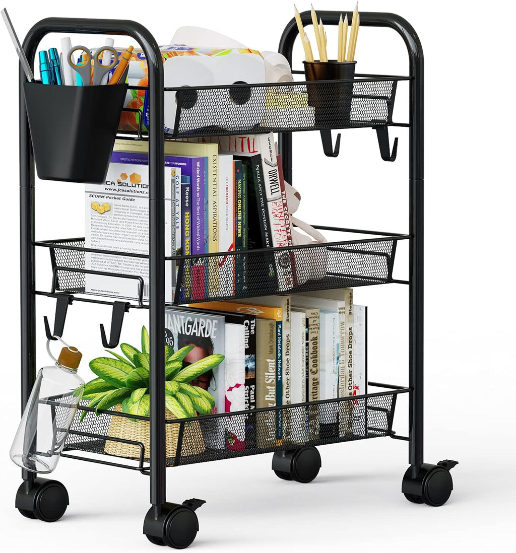 4 Tier All-Metal Rolling Mesh Storage Cart with Wheels C458974