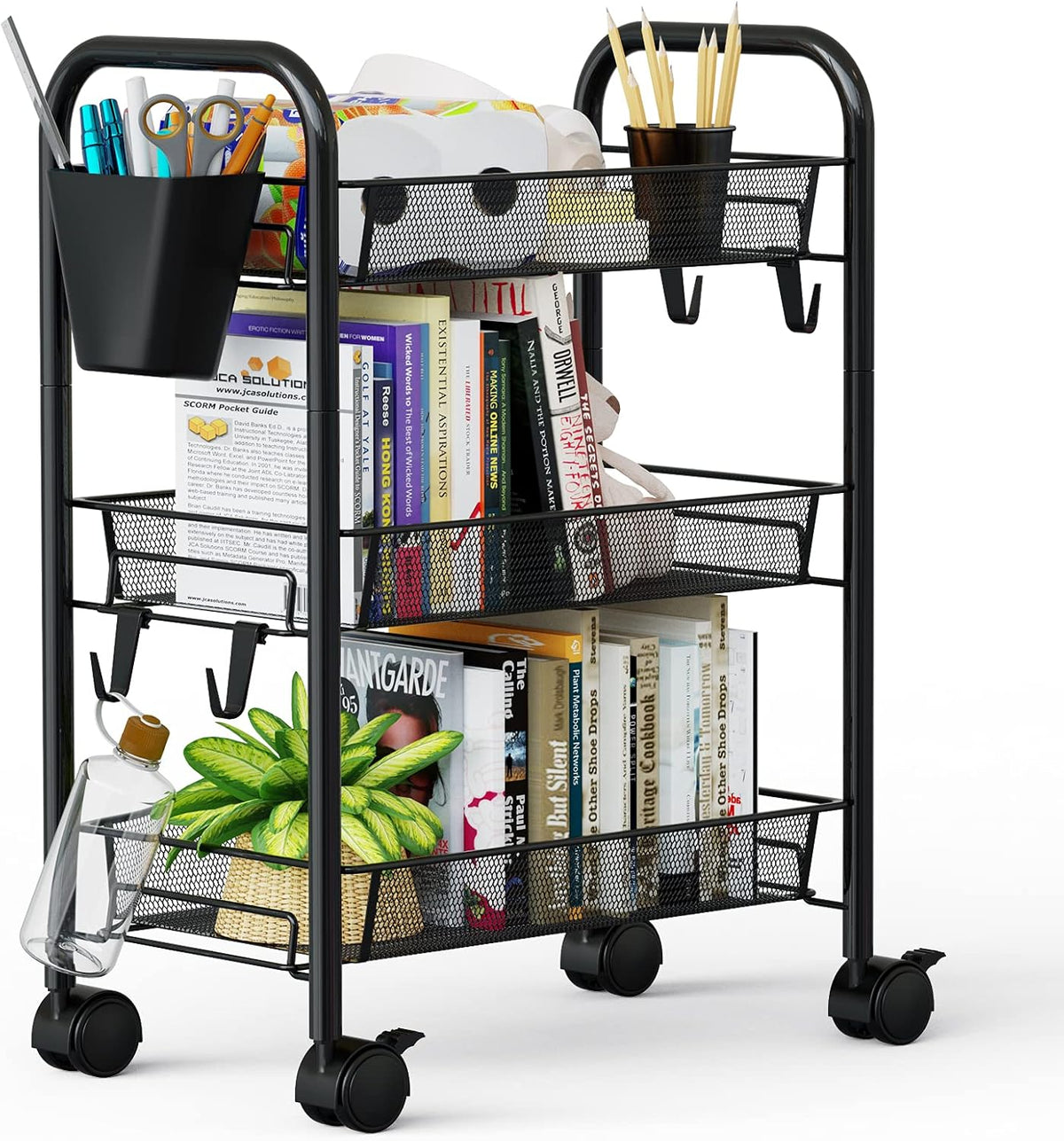 4 Tier All-Metal Rolling Mesh Storage Cart with Wheels C458974